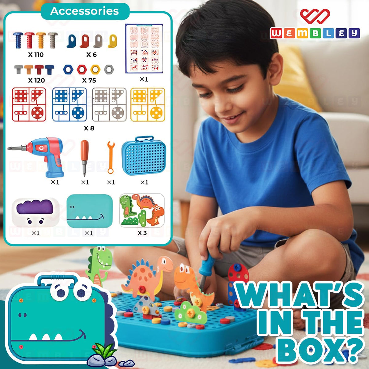 Dinosaur themed puzzle Box set for kids| 351 pieces