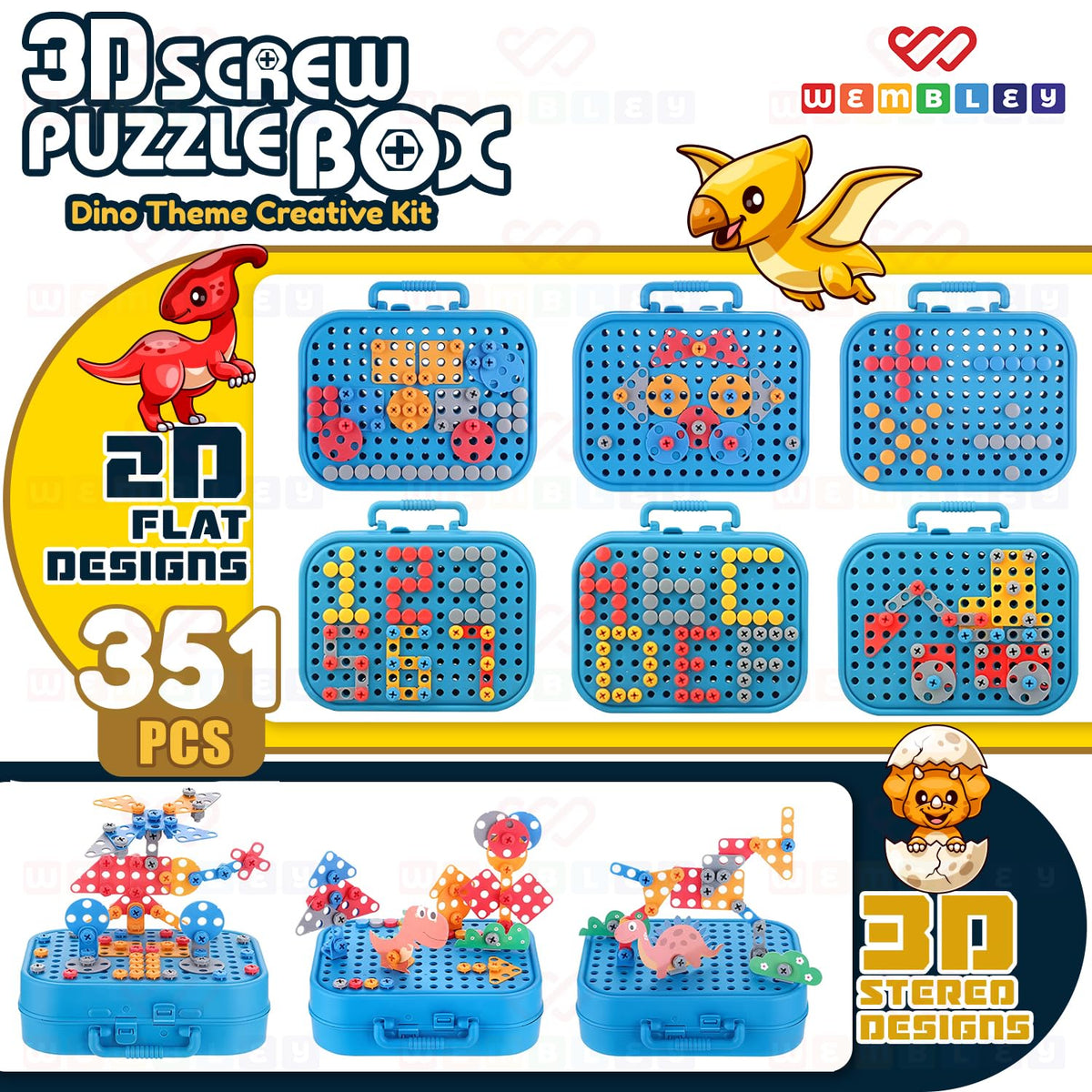 Dinosaur themed puzzle Box set for kids| 351 pieces